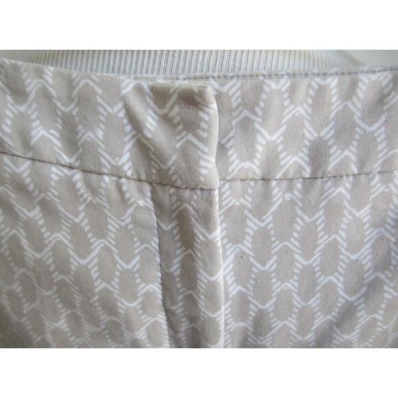 Adrianna Papell Beige Geometric Cotton Blend Dress Pants Zip Front Size 12 - Picture 2 of 4